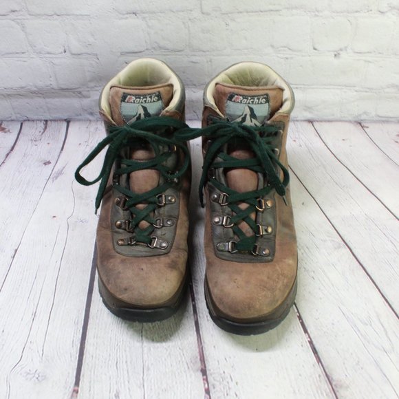 *Raichle Brown Leather Lace up Padded Vibram Sole Hiking Ankle Boots 10.5 Inches - Picture 5 of 9